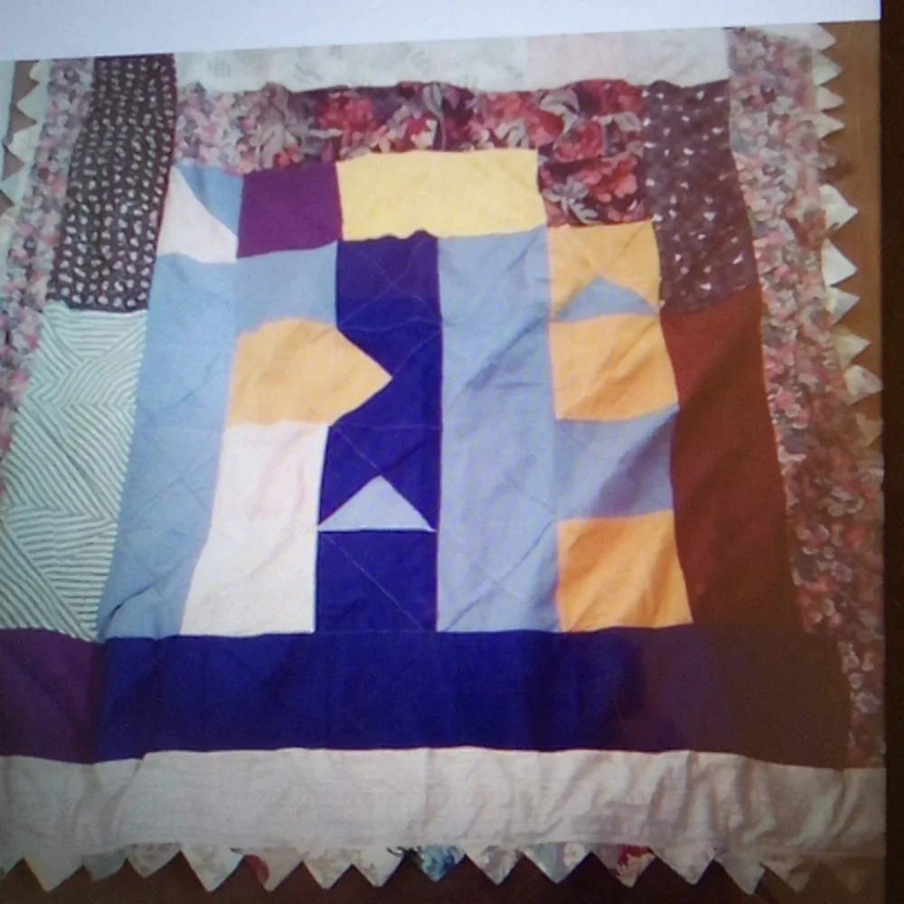 Colorful Patchwork Quilt (REVERSIBLE HANDMADE MULTICOLOR PREOWED SIZE 64 X 58